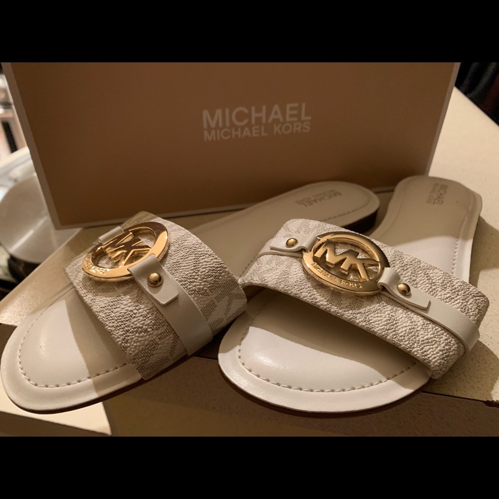 Michael Kors flat white sandals